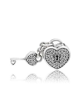 Pavé Lock and Key Dangle charm for Pandora Bracelets